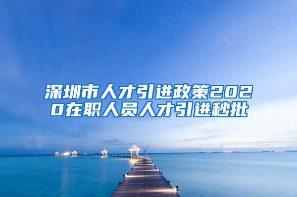 深圳市人才引進政策2020在職人員人才引進秒批