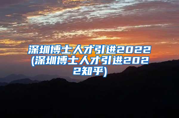 深圳博士人才引進(jìn)2022(深圳博士人才引進(jìn)2022知乎)