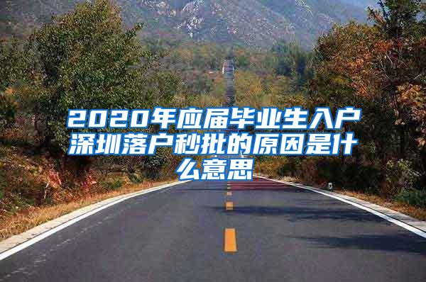 2020年應(yīng)屆畢業(yè)生入戶深圳落戶秒批的原因是什么意思