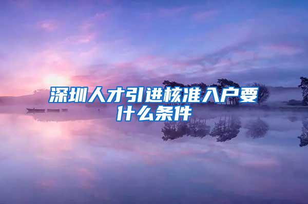 深圳人才引進核準(zhǔn)入戶要什么條件