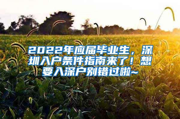 2022年應(yīng)屆畢業(yè)生，深圳入戶條件指南來了！想要入深戶別錯(cuò)過啦~