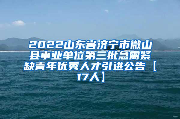 2022山東省濟寧市微山縣事業(yè)單位第三批急需緊缺青年優(yōu)秀人才引進公告【17人】