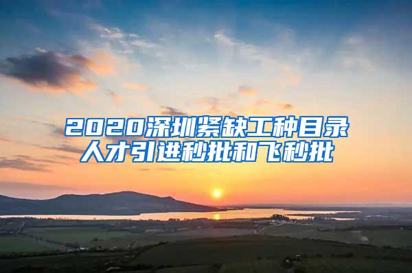 2020深圳緊缺工種目錄人才引進秒批和飛秒批