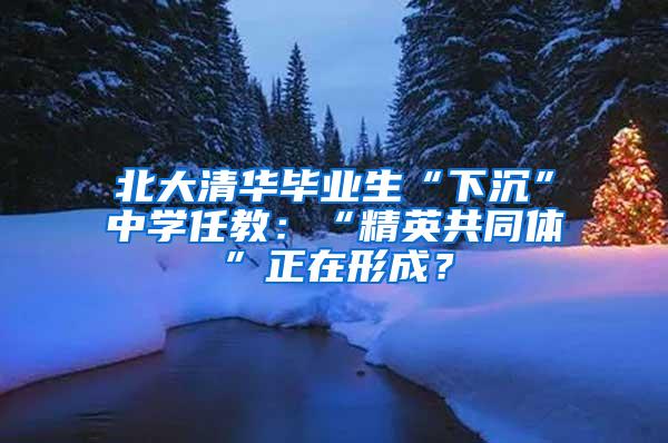 北大清華畢業(yè)生“下沉”中學(xué)任教：“精英共同體”正在形成？