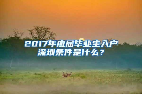 2017年應(yīng)屆畢業(yè)生入戶深圳條件是什么？