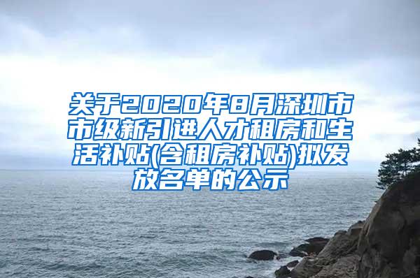 關(guān)于2020年8月深圳市市級新引進人才租房和生活補貼(含租房補貼)擬發(fā)放名單的公示