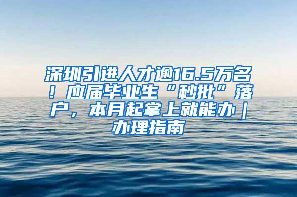 深圳引進人才逾16.5萬名！應屆畢業(yè)生“秒批”落戶，本月起掌上就能辦｜辦理指南