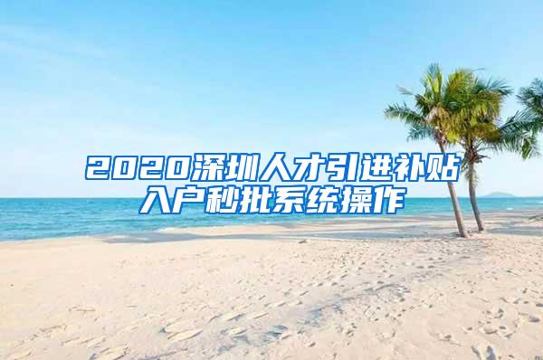 2020深圳人才引進補貼入戶秒批系統(tǒng)操作