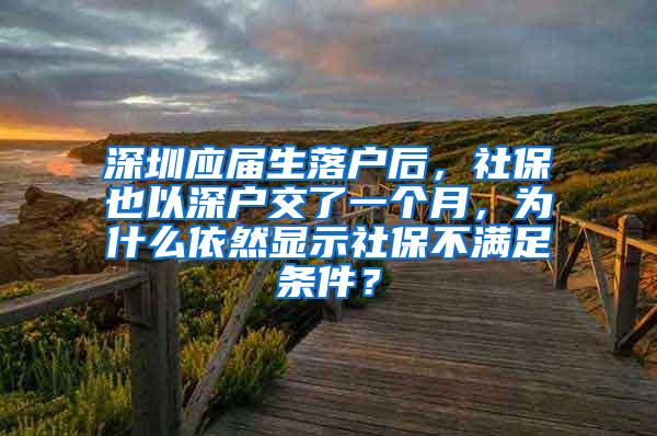 深圳應屆生落戶后，社保也以深戶交了一個月，為什么依然顯示社保不滿足條件？