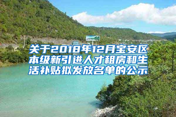 關(guān)于2018年12月寶安區(qū)本級新引進(jìn)人才租房和生活補(bǔ)貼擬發(fā)放名單的公示