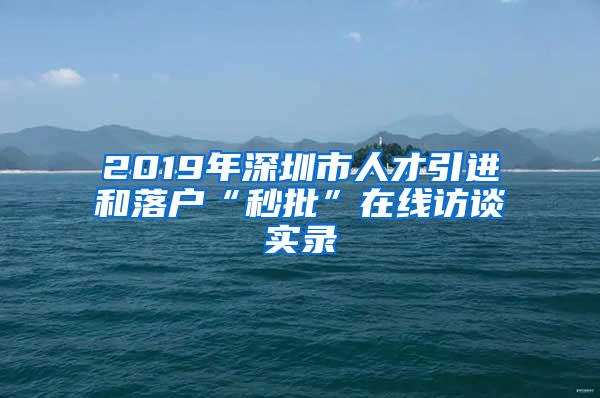 2019年深圳市人才引進(jìn)和落戶“秒批”在線訪談實(shí)錄