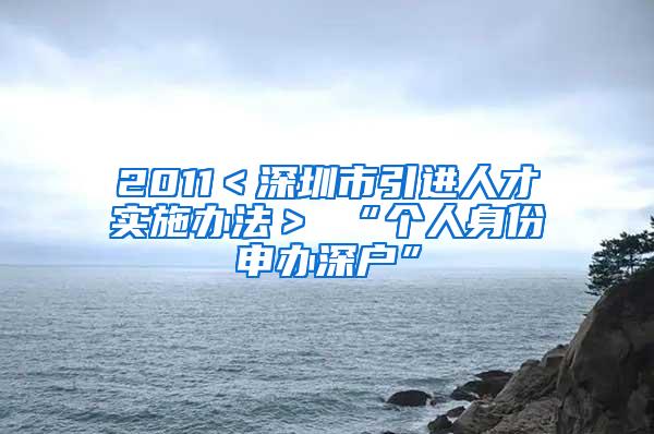 2011＜深圳市引進人才實施辦法＞ “個人身份申辦深戶”