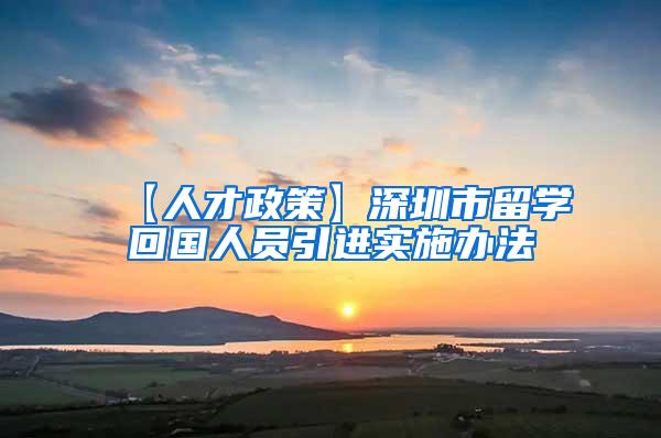 【人才政策】深圳市留學回國人員引進實施辦法