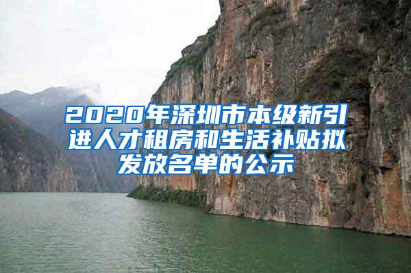 2020年深圳市本級新引進人才租房和生活補貼擬發(fā)放名單的公示