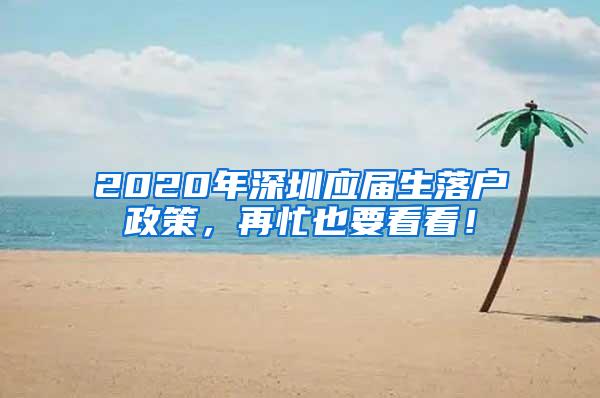 2020年深圳應(yīng)屆生落戶政策，再忙也要看看！