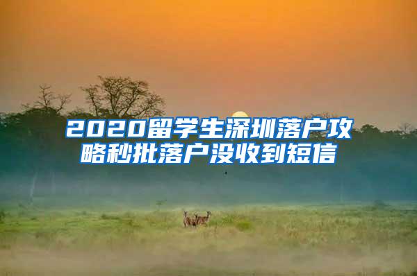 2020留學(xué)生深圳落戶攻略秒批落戶沒收到短信