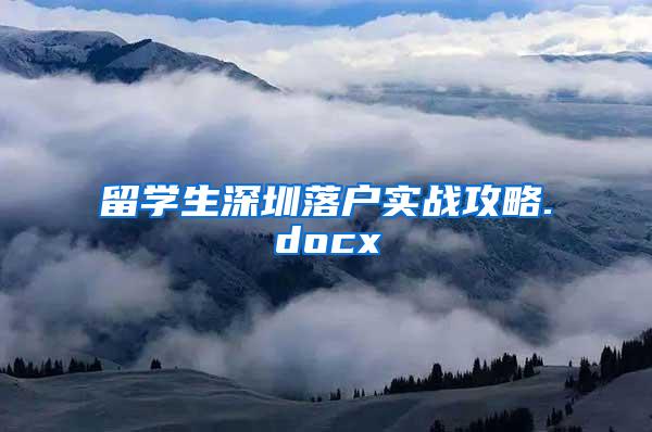 留學(xué)生深圳落戶實(shí)戰(zhàn)攻略.docx