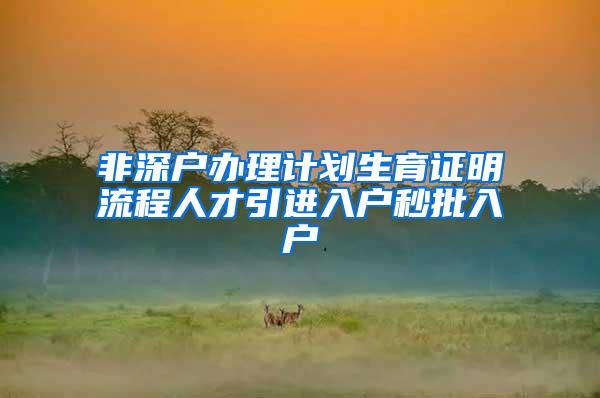 非深戶辦理計劃生育證明流程人才引進入戶秒批入戶