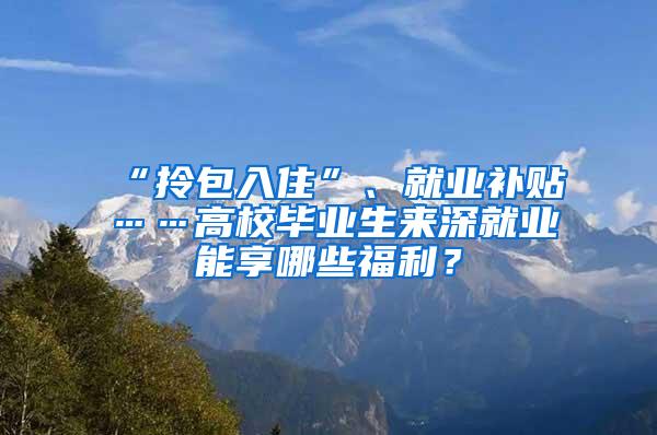 “拎包入住”、就業(yè)補(bǔ)貼……高校畢業(yè)生來深就業(yè)能享哪些福利？