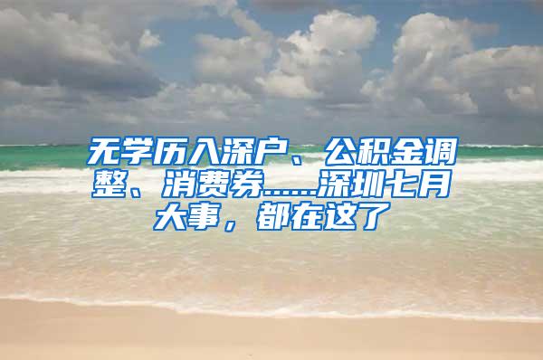 無(wú)學(xué)歷入深戶、公積金調(diào)整、消費(fèi)券......深圳七月大事，都在這了