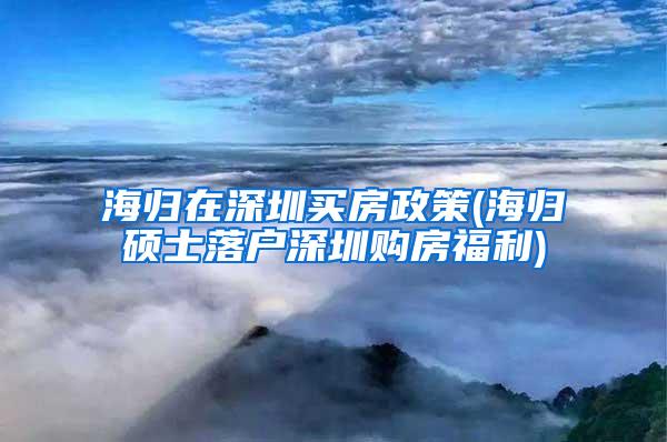 海歸在深圳買房政策(海歸碩士落戶深圳購房福利)