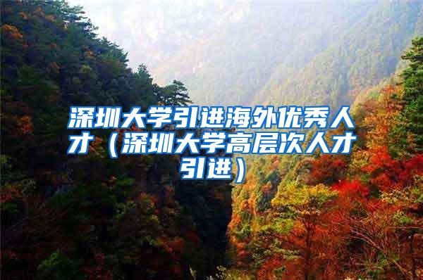 深圳大學(xué)引進(jìn)海外優(yōu)秀人才（深圳大學(xué)高層次人才引進(jìn)）