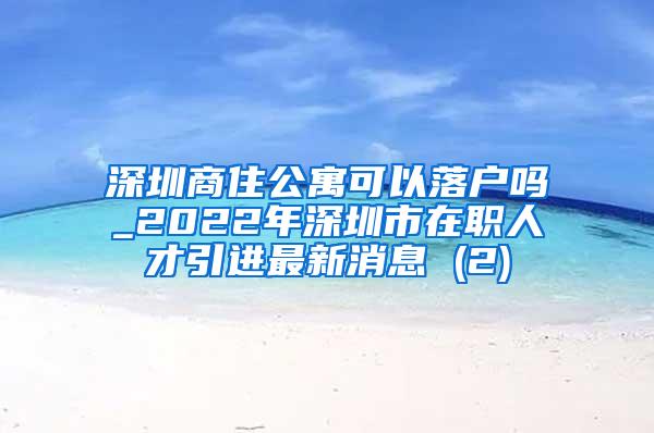 深圳商住公寓可以落戶嗎_2022年深圳市在職人才引進(jìn)最新消息 (2)