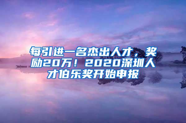 每引進(jìn)一名杰出人才，獎(jiǎng)勵(lì)20萬(wàn)！2020深圳人才伯樂(lè)獎(jiǎng)開始申報(bào)