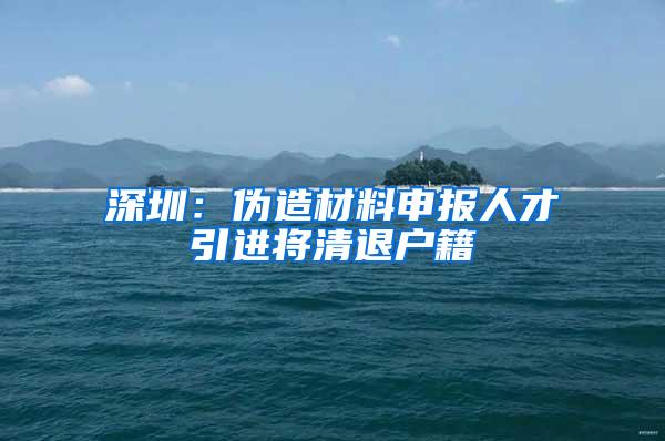 深圳：偽造材料申報(bào)人才引進(jìn)將清退戶籍