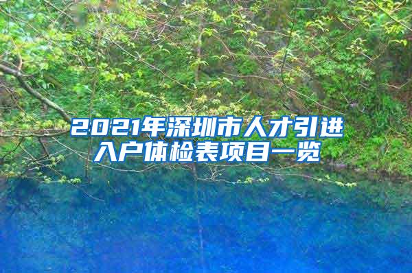 2021年深圳市人才引進(jìn)入戶體檢表項目一覽