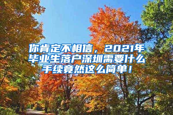 你肯定不相信，2021年畢業(yè)生落戶深圳需要什么手續(xù)竟然這么簡單！