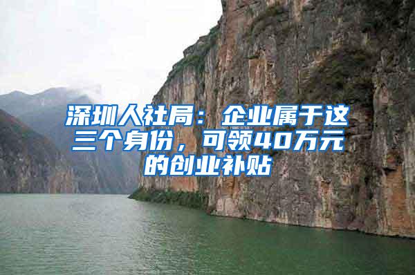 深圳人社局：企業(yè)屬于這三個(gè)身份，可領(lǐng)40萬元的創(chuàng)業(yè)補(bǔ)貼