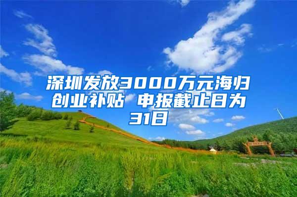 深圳發(fā)放3000萬元海歸創(chuàng)業(yè)補貼 申報截止日為31日