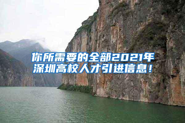 你所需要的全部2021年深圳高校人才引進(jìn)信息！