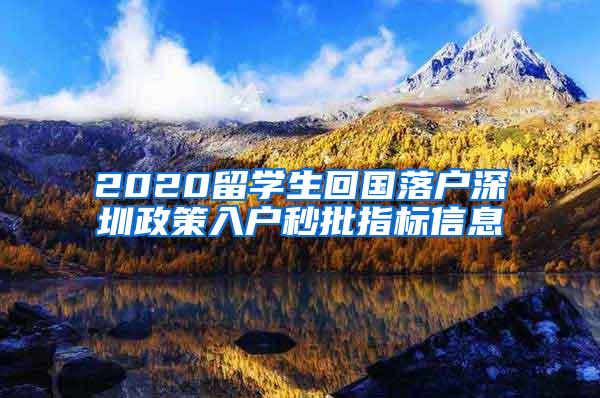 2020留學(xué)生回國(guó)落戶深圳政策入戶秒批指標(biāo)信息