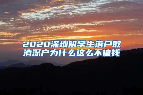 2020深圳留學(xué)生落戶取消深戶為什么這么不值錢