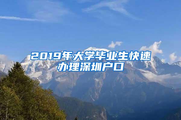 2019年大學畢業(yè)生快速辦理深圳戶口