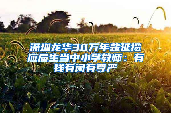 深圳龍華30萬(wàn)年薪延攬應(yīng)屆生當(dāng)中小學(xué)教師：有錢有閑有尊嚴(yán)