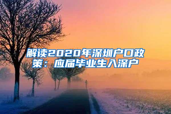 解讀2020年深圳戶口政策：應屆畢業(yè)生入深戶