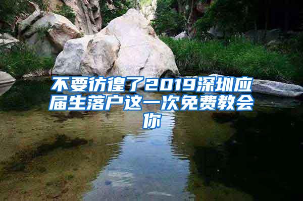 不要彷徨了2019深圳應屆生落戶這一次免費教會你