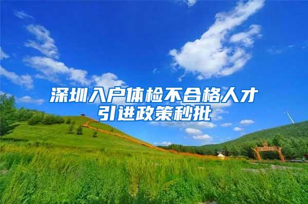 深圳入戶體檢不合格人才引進(jìn)政策秒批