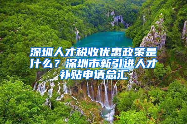 深圳人才稅收優(yōu)惠政策是什么？深圳市新引進人才補貼申請總匯