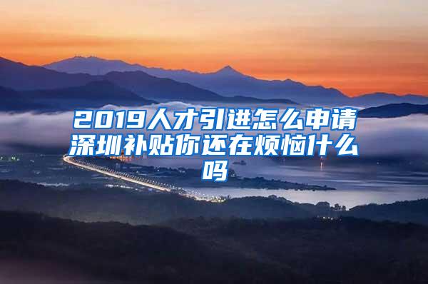 2019人才引進(jìn)怎么申請(qǐng)深圳補(bǔ)貼你還在煩惱什么嗎