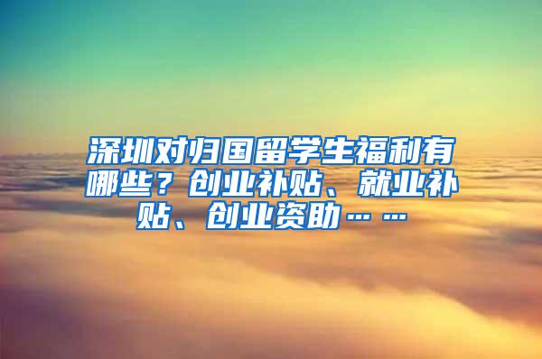 深圳對歸國留學生福利有哪些？創(chuàng)業(yè)補貼、就業(yè)補貼、創(chuàng)業(yè)資助……