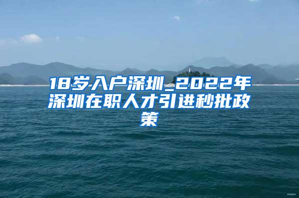 18歲入戶深圳_2022年深圳在職人才引進(jìn)秒批政策