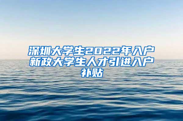 深圳大學(xué)生2022年入戶新政大學(xué)生人才引進(jìn)入戶補(bǔ)貼