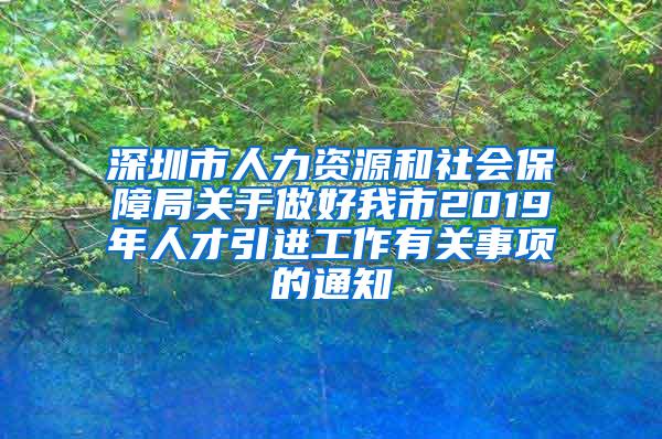 深圳市人力資源和社會保障局關于做好我市2019年人才引進工作有關事項的通知