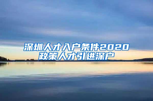 深圳人才入戶條件2020政策人才引進深戶