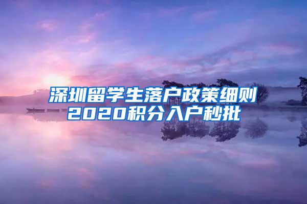 深圳留學(xué)生落戶政策細則2020積分入戶秒批