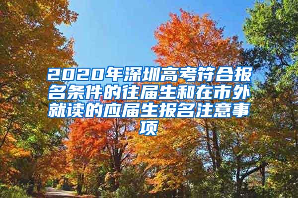 2020年深圳高考符合報名條件的往屆生和在市外就讀的應屆生報名注意事項